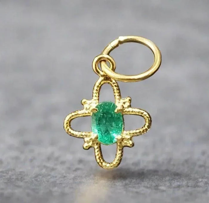 18k Gold Emerald Necklace Pendant - K Jewelry Accessories