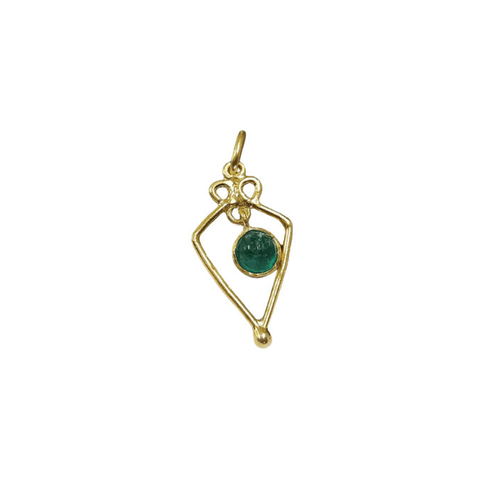 18k Gold Emerald Pendant Charm Natural Stone For Women - K Jewelry Accessories