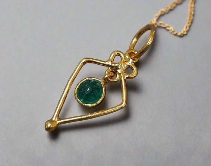 18k Gold Emerald Pendant Charm Natural Stone For Women - K Jewelry Accessories