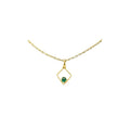18k Gold Emerald Pendant Single stone charm - K Jewelry Accessories