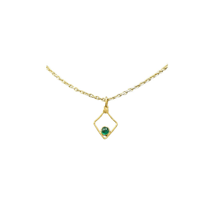 18k Gold Emerald Pendant Single stone charm - K Jewelry Accessories