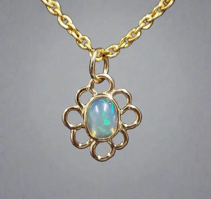 18k Gold Ethiopian Jewelry Opal Floral Pendant Beautiful - K Jewelry Accessories