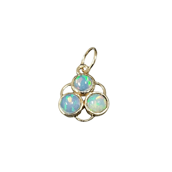 18k Gold Ethiopian Opal 3 Stone Pendant - K Jewelry Accessories