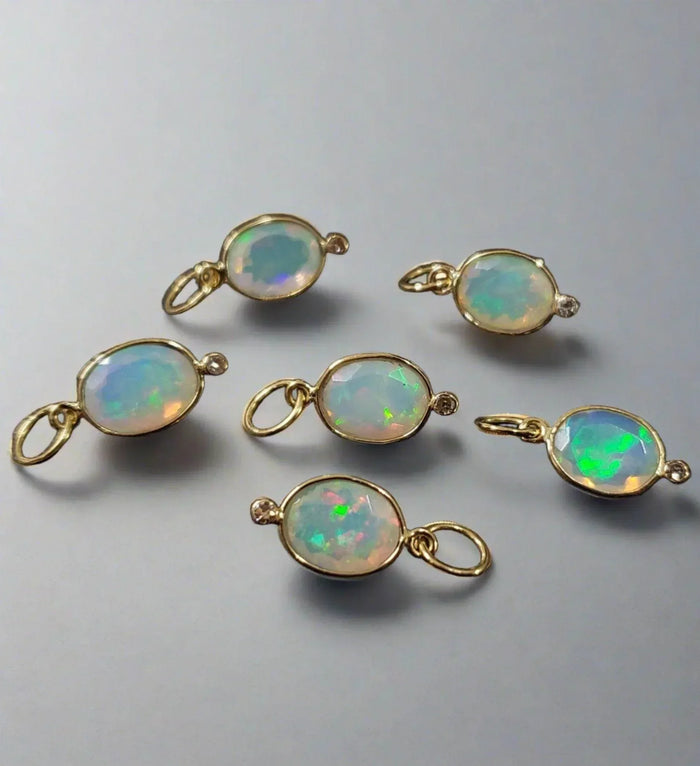 Elegant gold opal pendants with iridescent glow, fine jewelry accessories for luxury style