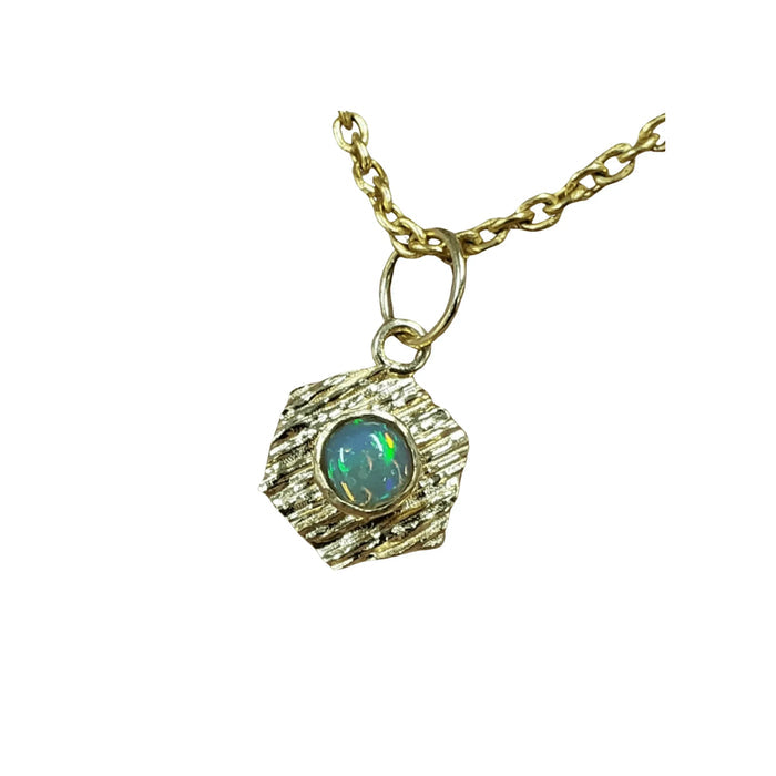 18k Gold Ethiopian Opal Charm Hexagon Pendant - K Jewelry Accessories