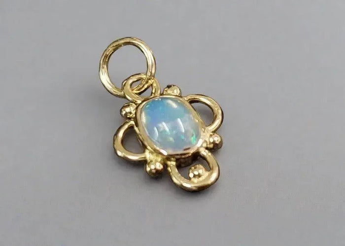 18k Gold Ethiopian Opal Charm Minimalist Pendant Jewelry Findings - K Jewelry Accessories