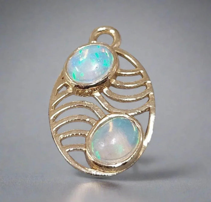18k Gold Ethiopian Opal Charm Pendant Jewelry Findings - K Jewelry Accessories