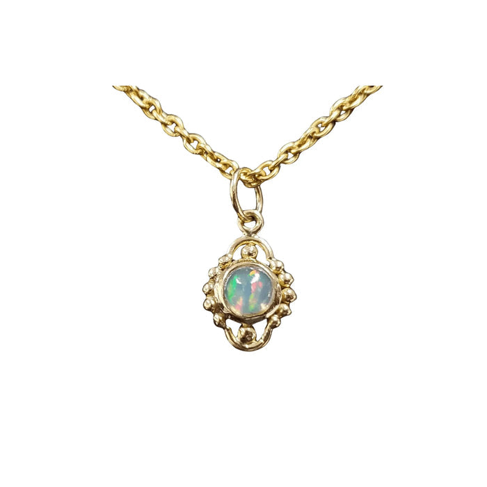 18k Gold Ethiopian Opal Dainty Pendant Beautiful Handmade - K Jewelry Accessories