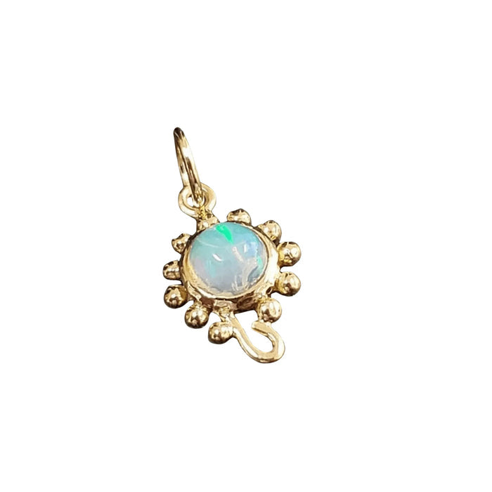18k Gold Ethiopian Opal Dainty Pendant Round for Her - K Jewelry Accessories