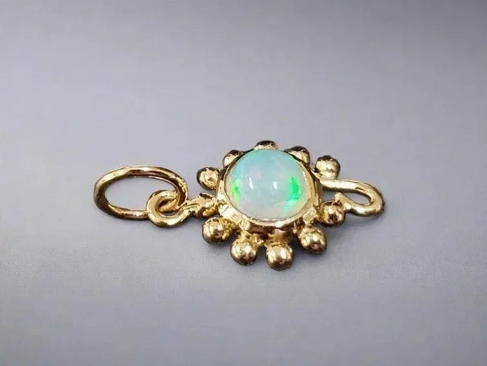 18k Gold Ethiopian Opal Dainty Pendant Round for Her - K Jewelry Accessories