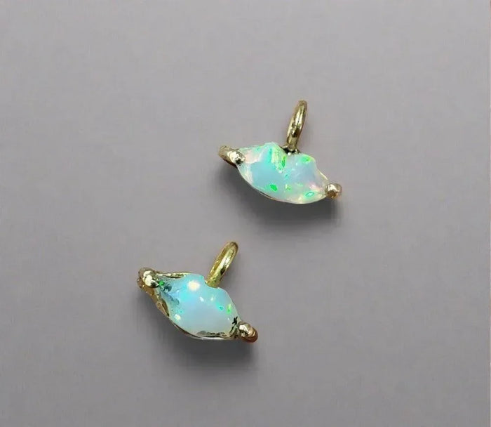 18k Gold Ethiopian Opal Lips Charm Multi Fire Stone - K Jewelry Accessories