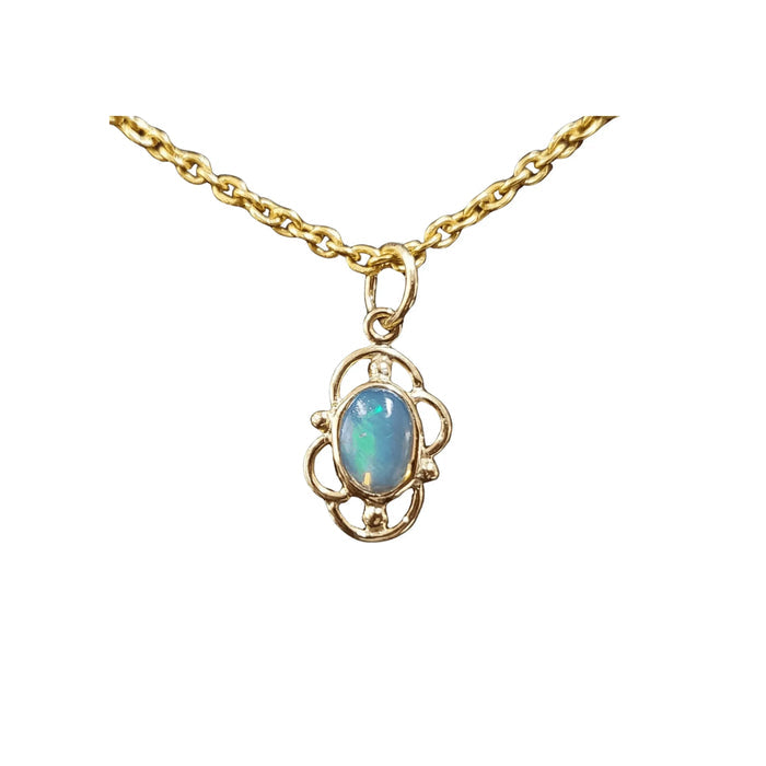 18k Gold Ethiopian Opal Minimalist Pendant For Women - K Jewelry Accessories