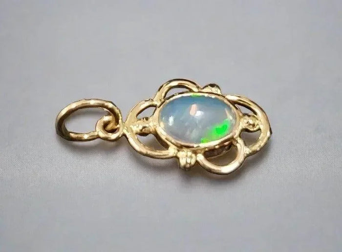 18k Gold Ethiopian Opal Minimalist Pendant For Women - K Jewelry Accessories