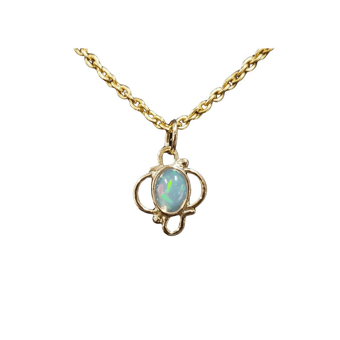 18k Gold Ethiopian Opal Minimalist Pendant Necklace - K Jewelry Accessories