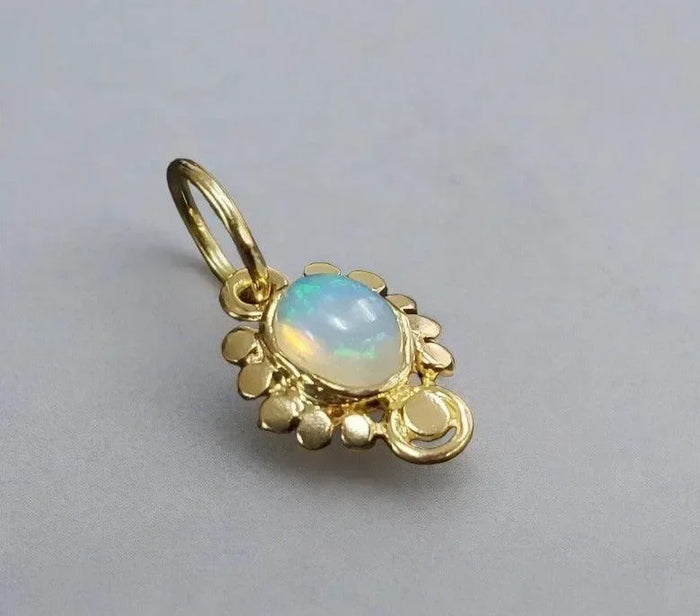 18k Gold Ethiopian Opal Pendant Elegant Shape jewelry - K Jewelry Accessories