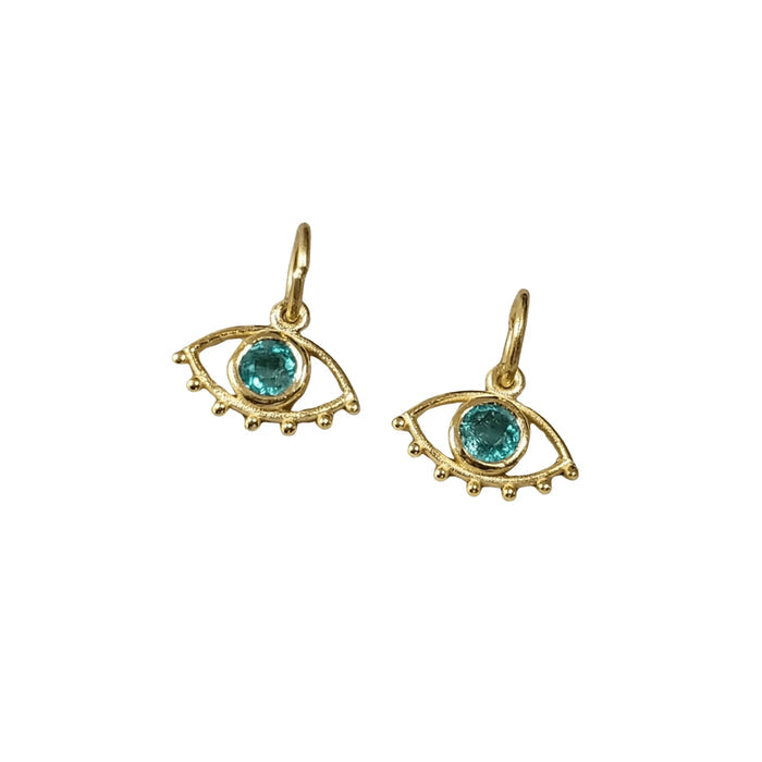 18k Gold Evil Eye Zambian Emerald Pendant Beautiful Charm - K Jewelry Accessories