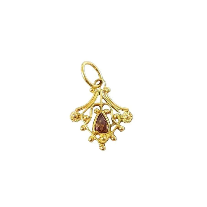 18k Gold Filigree Pendant | Pear Cut Diamond Charm - K Jewelry Accessories