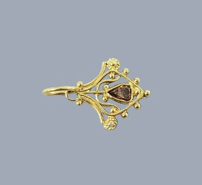 18k Gold Filigree Pendant | Pear Cut Diamond Charm - K Jewelry Accessories