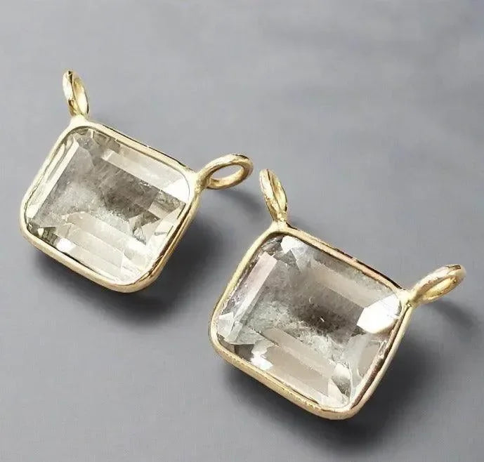 18k Gold Green Amethyst Charm Connector for Women - K Jewelry Accessories