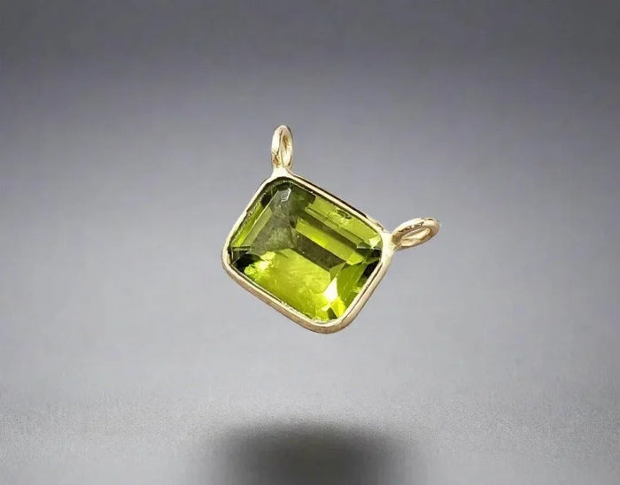 18k Gold Green Peridot Charm Pendant Connector - K Jewelry Accessories
