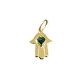 18k Gold Hamsa Hand Emerald Heart Pendant Charm - K Jewelry Accessories