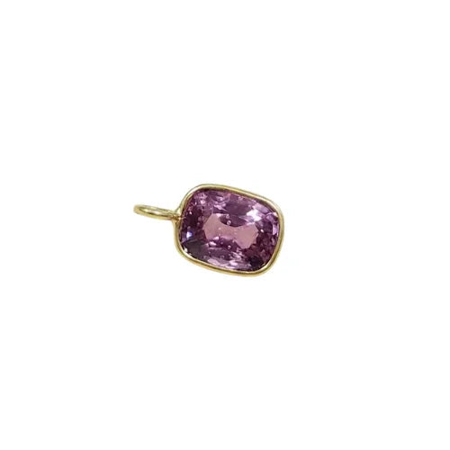 18K Gold Lavender Spinel Charm • Natural Gemstone Bezel Pendant