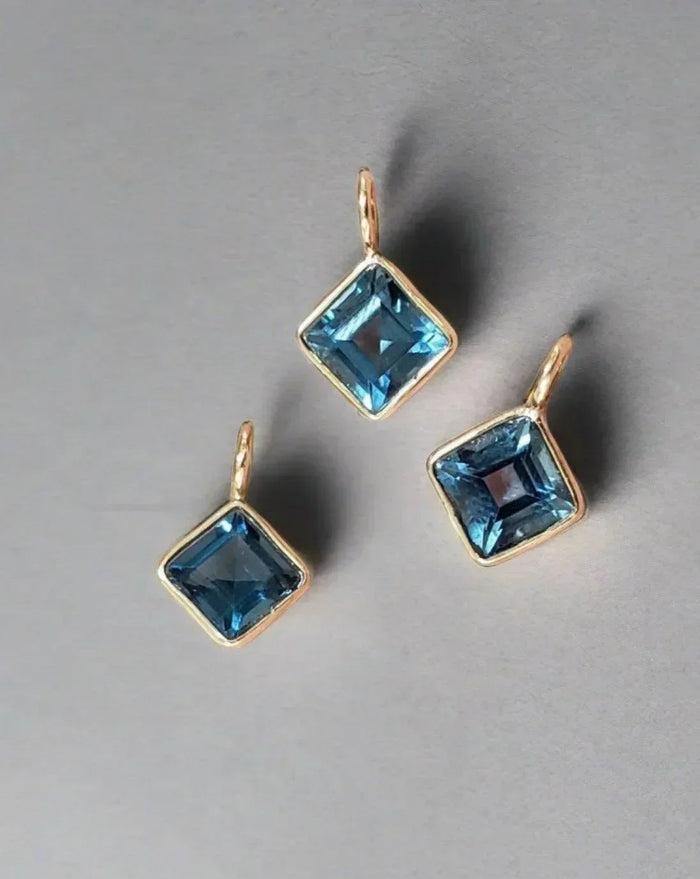 18k Gold London Blue Topaz Charm Pendant - K Jewelry Accessories
