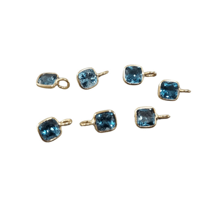 18k Gold London Blue Topaz Cushion Charm for women - K Jewelry Accessories