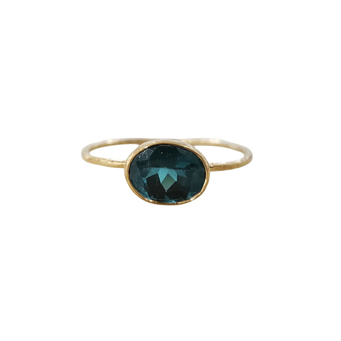 18k Gold London Blue Topaz Ring Made with Natural Stone - K Jewelry Accessories