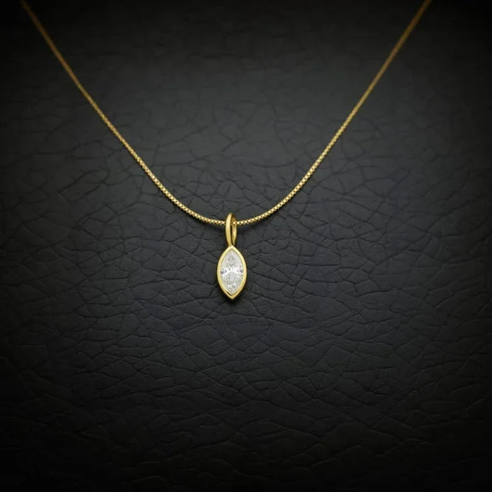18K Gold Marquise Diamond Charm | Real Diamond Pendant for Necklace