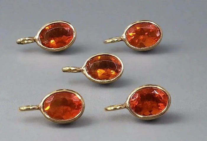 18k Gold Mexican Orange Opal Charms Oval Shape - K Jewelry Accessories