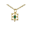 18k Gold Minimalist Emerald & Diamond Pendant For Her - K Jewelry Accessories