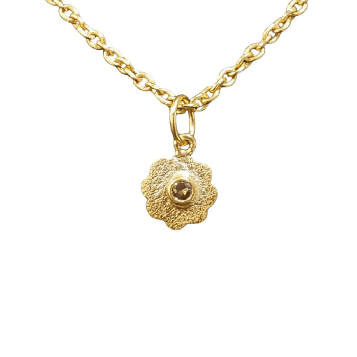 18k Gold Natural Brown Diamond Pendant Floral Shape - K Jewelry Accessories