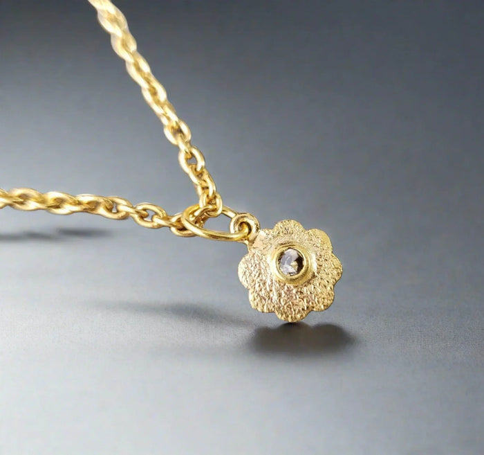 18k Gold Natural Brown Diamond Pendant Floral Shape - K Jewelry Accessories
