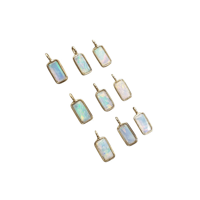 18K Gold Natural Ethiopian Opal Charms Rectangle multi fire - K Jewelry Accessories