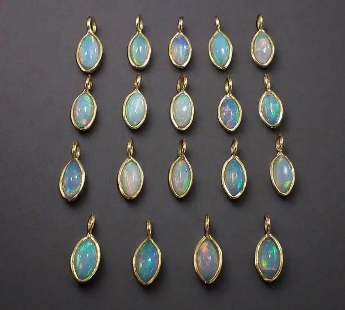 18k Gold Natural Ethiopian Opal Marquise Charm for her - K Jewelry Accessories