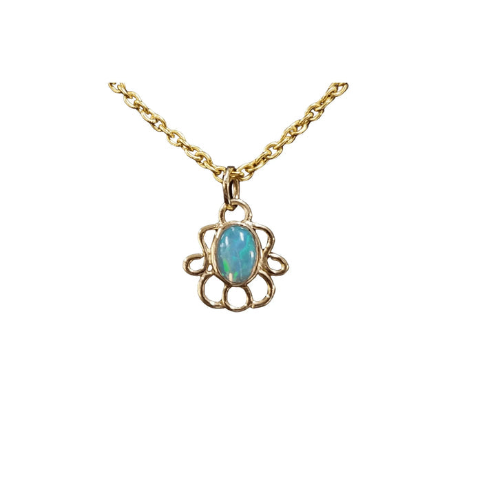 18k Gold Natural Ethiopian Opal Minimalist Pendant - K Jewelry Accessories
