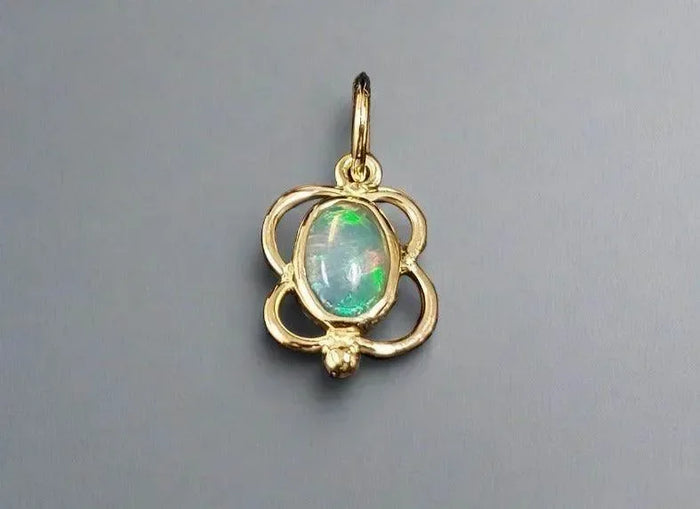18k Gold Natural Ethiopian Opal Necklace Pendant Different Style - K Jewelry Accessories