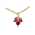 18k Gold Natural Leaf Ruby Necklace Three stone Charm - K Jewelry Accessories