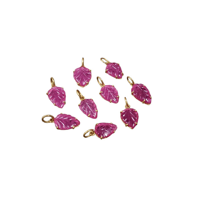 18k Gold Natural Leaf Ruby Pendant Charms for Multipurpose - K Jewelry Accessories