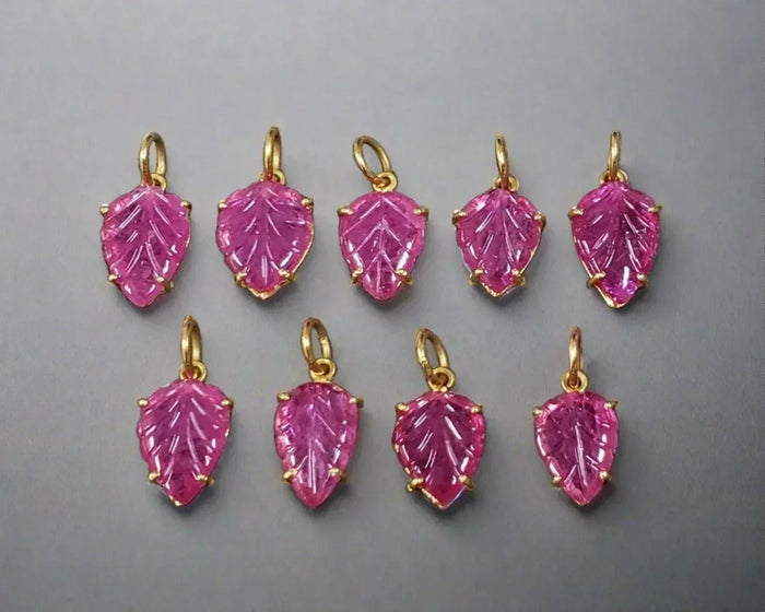 18k Gold Natural Leaf Ruby Pendant Charms for Multipurpose - K Jewelry Accessories
