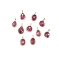18k Gold Natural Pink Tourmaline Charm jewelry findings - K Jewelry Accessories