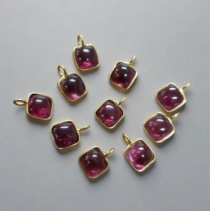 18k Gold Natural Rubellite Charm Gift for her jewelry - K Jewelry Accessories