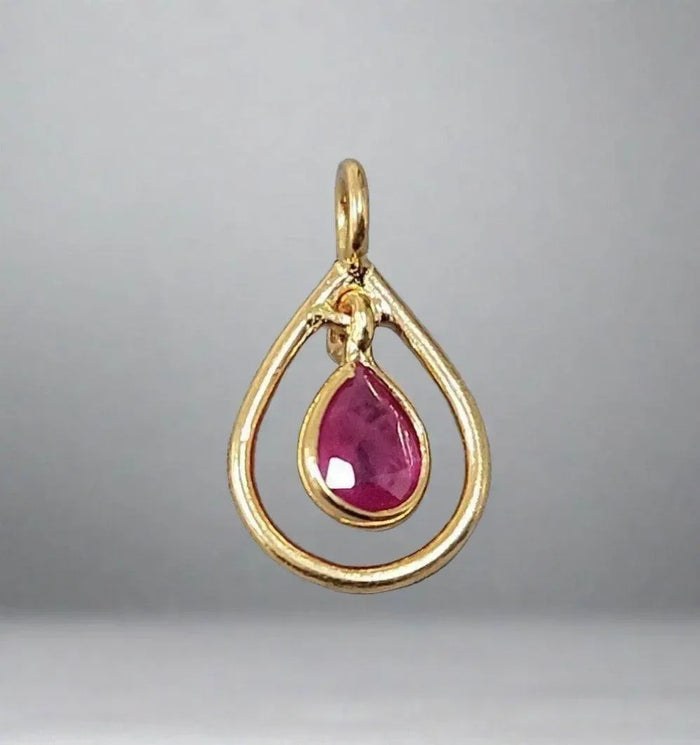 18k Gold Natural Ruby Charm Pendant For Women - K Jewelry Accessories