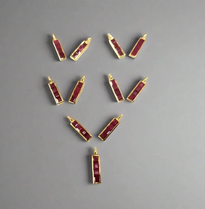 18k Gold Natural Ruby Gold Charm Minimalistic jewelry - K Jewelry Accessories
