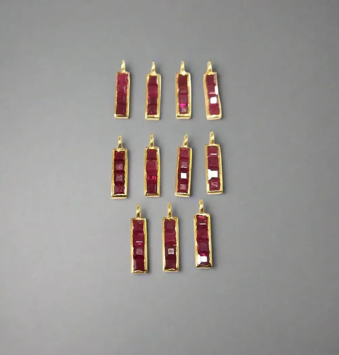 18k Gold Natural Ruby Gold Charm Minimalistic jewelry - K Jewelry Accessories