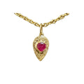 18k Gold Natural Ruby Necklace Pendant Teardrop Charm - K Jewelry Accessories