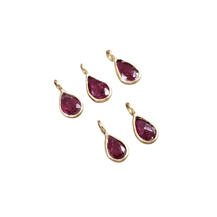 18k Gold Natural Ruby Pendant Teardrop Charm For Her - K Jewelry Accessories