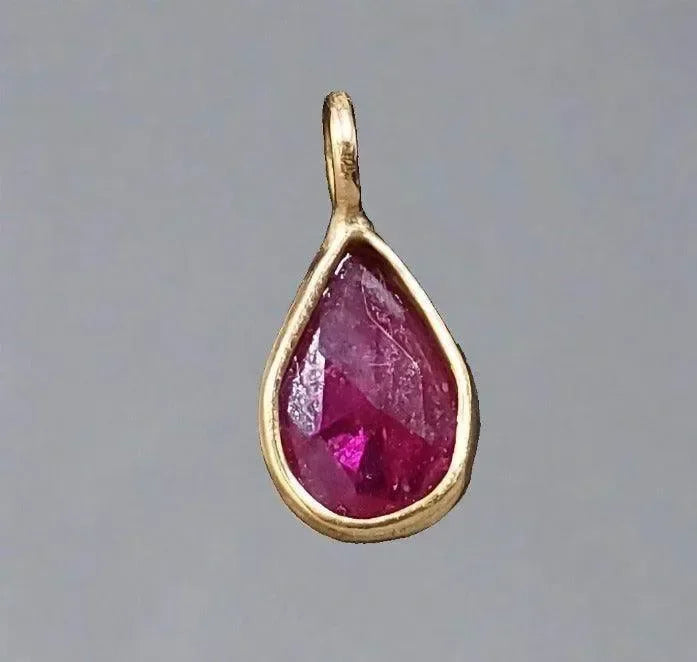18k Gold Natural Ruby Pendant Teardrop Charm For Her - K Jewelry Accessories
