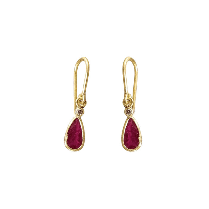 18k Gold Natural Ruby with Diamond Earring - K Jewelry Accessories